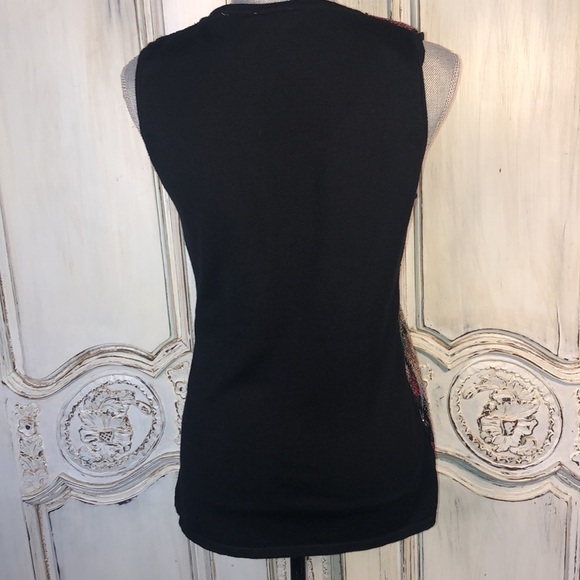 Verve Sleeveless Dark Floral Sequin  Sweater Vest/Shell Size Large - Picture 7 of 10